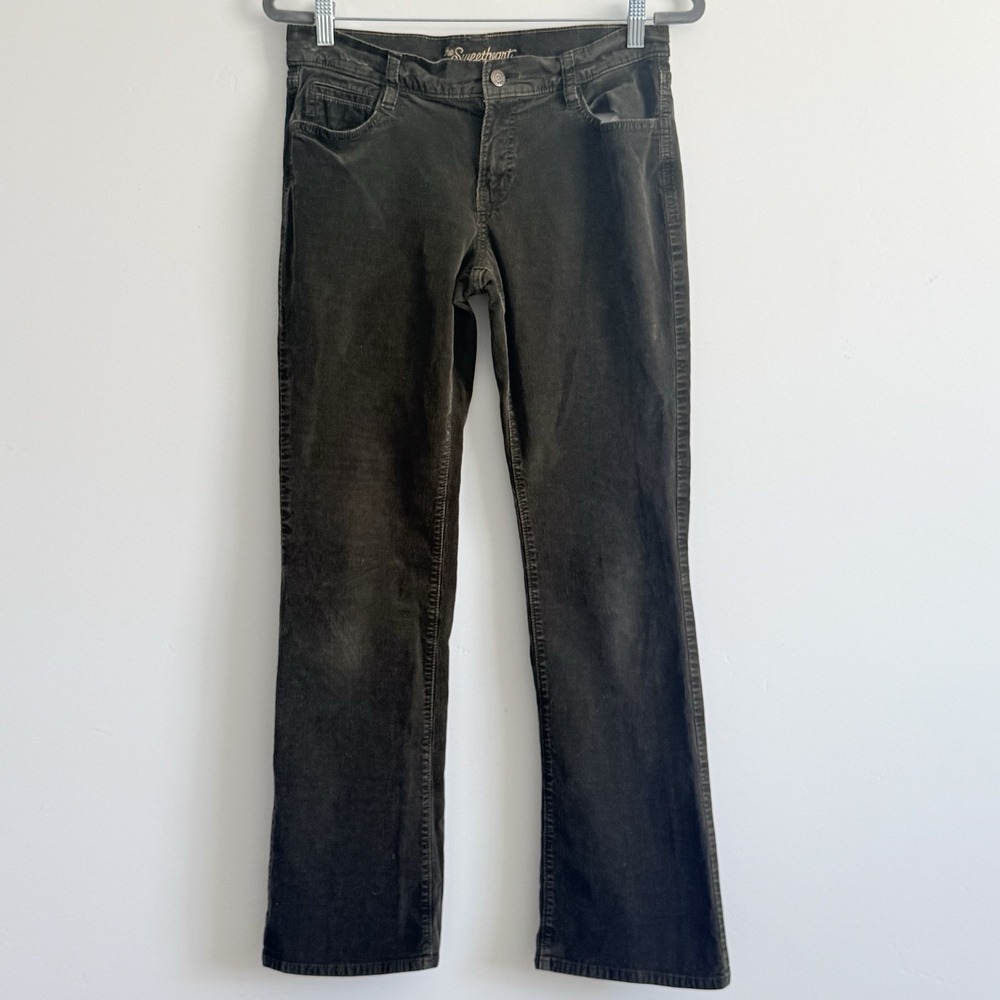 Vtg Y2K Old Navy Women's Green Low Rise Bootcut Corduroy Pants 6 Grunge Cabin